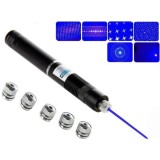 Cumpara ieftin Laser albastru pointer 50000 mW, cu 2 acumulatori si 5 capete 3D, Oem