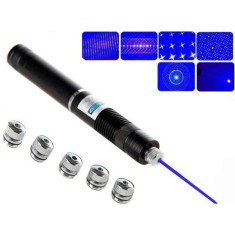 Laser albastru pointer 50000 mW, cu 2 acumulatori si 5 capete 3D
