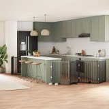 vidaXL Poartă c&acirc;ini pliabilă cu ușă 6 panouri negru, 480 cm, lemn plop