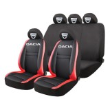 Set Huse Scaune Universale HLX5 Compatibile cu Dacia &ndash; Negru/Rosu