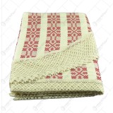 Fata de masa artizanat oval din bumbac 220&times;160 CM Crem/Rosu