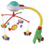 Carusel Patut Bebe cu Proiector Luna Stelute, Muzica si Jucarii Atarnate, 0+ Luni