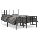 Cumpara ieftin Cadru pat metalic cu tablie de cap/picioare, negru, 120x190 cm