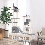 VidaXL Ansamblu pisici cu st&acirc;lpi din funie sisal, gri deschis, 279 cm