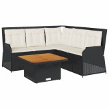 Set mobilier relaxare gradina 4 piese cu perne poliratan negru