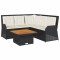 Set mobilier relaxare gradina 4 piese cu perne poliratan negru