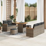 Set de canapea de grădină vidaXL cu 8 piese cu perne gri din ratan poli, Set de dining de grădină vidaXL cu 3 piese cu perne gri din ratan poli