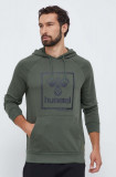 Hummel bluza barbati, culoarea verde, cu glugă, cu imprimeu