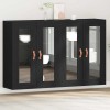 VidaXL Dulapuri montate pe perete , 2 buc, Negru Stejar, dimensiuni 69,5 x 34 x 90 cm, din lemn prelucrat.
