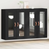 VidaXL Dulapuri montate pe perete , 2 buc, Negru Stejar, dimensiuni 69,5 x 34 x 90 cm, din lemn prelucrat.