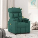 vidaXL Fotoliu de masaj cu ridicare, verde &icirc;nchis, material textil