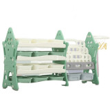 Organizator pentru jucarii si carti, cu cos baschet, verde, 124x36x72cm