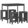 Set mobilier bar pentru gradina, 5 piese, gri, lemn masiv pin