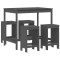 Set mobilier bar pentru gradina, 5 piese, gri, lemn masiv pin