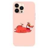 Husa compatibila cu Apple iPhone 13 Pro Max, Viceversa, model The red guy Cow and Chicken, Silicon, TPU, Transparent, Carcasa