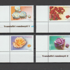 ROMANIA 2004 TRANDAFIRI Serie 4 timbre (margine de coala) LP.1661 MNH**