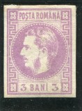 1870 , Lp 22 , Carol I cu favoriti 3 Bani violet - nestampilat