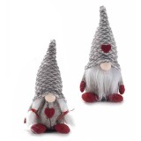 Set 2 figurine Mos Craciun si Craciunita textil 8 x 8 x 18 cm