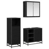 vidaXL Set de mobilier pentru baie 3 pcs Stejar Negru Lemn compozit 3402374