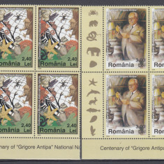 ROMANIA 2008 LP 1803-CENTENARUL MUZEULUI NATIONAL G. ANTIPA BLOCURI 4 TIMBRE MNH