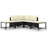 Cumpara ieftin Set mobilier gradina Gossi, 5 piese, poliratan negru, perne incluse, exterior, rezistent intemperii