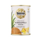 Ananas bucati in suc ananas bio 400g Biona, conserve cutie metal