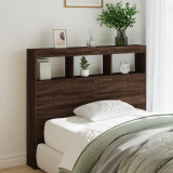 Tablie de pat cu dulap si LED, stejar maro, 120x17x102 cm GartenMobel Dekor, vidaXL
