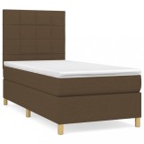 Cumpara ieftin Pat box spring cu saltea, maro inchis, 80x200 cm, textil