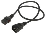 Cablu IEC C19 mamă la C20 tată 1m cu blocare negru