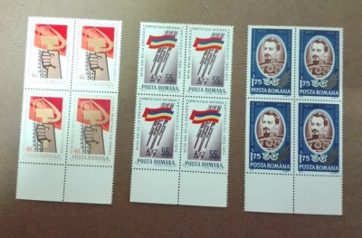 TIMBRE ROMANIA MNH LP824/1973 ANIVERSARI III BLOC DE 4 foto