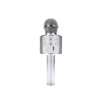 Microfon Bluetooth pentru copii,karaoke,boxa,cablu incarcare USB - Argintiu foto