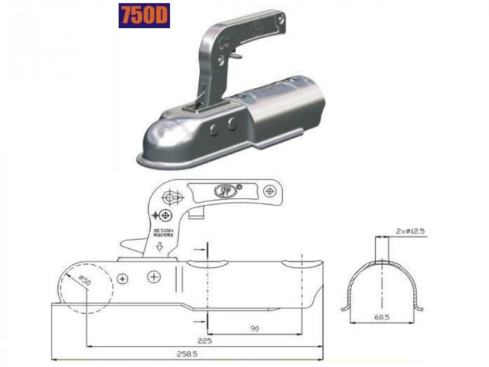 Cupla remorca rotunda 750D ManiaCars