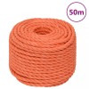 VidaXL Fr&acirc;nghie de lucru, portocaliu, 10 mm, 50 m, polipropilenă