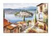Tablou living pictat manual, Colt de rai, peisaj citadin, 100x70cm ulei pe panza in cutit efect 3D, Valentin Pop