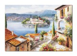 Cumpara ieftin Tablou living pictat manual, Colt de rai, peisaj citadin, 100x70cm ulei pe panza in cutit efect 3D, Valentin Pop