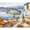 Tablou living pictat manual, Colt de rai, peisaj citadin, 100x70cm ulei pe panza in cutit efect 3D, Valentin Pop
