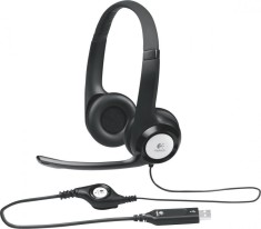 CASTI Logitech, &quot;H390&quot;, cu fir, standard, utilizare multimedia, call center, microfon pe brat, conectare prin USB 2.0, negru, &quot;981-000406&quot;, (timbru ve