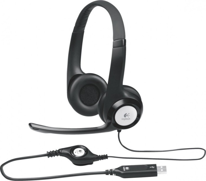CASTI Logitech, &quot;H390&quot;, cu fir, standard, utilizare multimedia, call center, microfon pe brat, conectare prin USB 2.0, negru, &quot;981-000406&quot;, (timbru ve