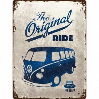 Placa metalica - Volkswagen Bulli The Original Ride - 30x40 cm foto