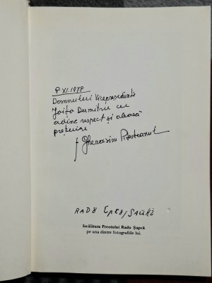 Preotul Radu Sapca Omul si epoca sa - Gherasim Cristea Pitesteanul - Contine dedicatie, data si semnatura autorului foto