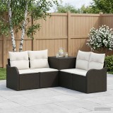 Cumpara ieftin Set de canapea 5 buc. Negru si Alb crem 177,5 x 177,5 x 85 cm