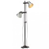 Lampă podea 2 abajururi argintii E27, 160cm, fontă, design industrial. Fără bec. Negru/Argintiu