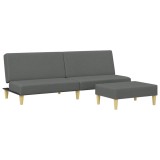 Canapea extensibila cu taburet, 2 locuri, gri inchis, textil
