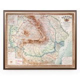 Rom&acirc;nia, hartă fizică și politică de mari dimensiuni, 1923