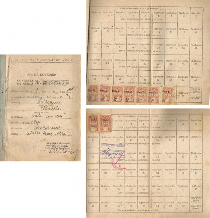 Romania, Carnet de foi de cotizare, Timisoara, 1948