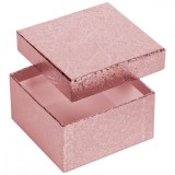 Cutie cadou roz metalizat, Carton, 8.5x8.5x4.5 cm