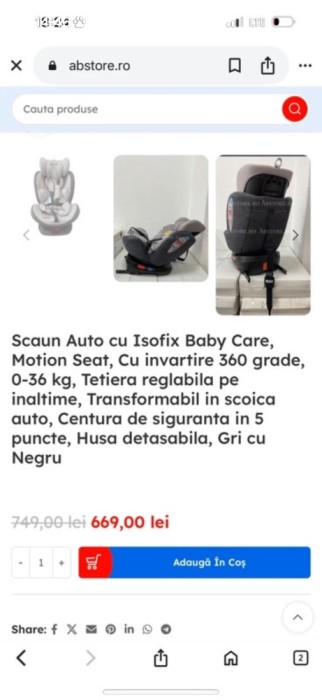 Scaun auto cu isofix