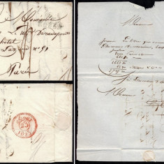 France 1823 Postal History Rare Stampless Cover + Content Rouen to Paris DB.090