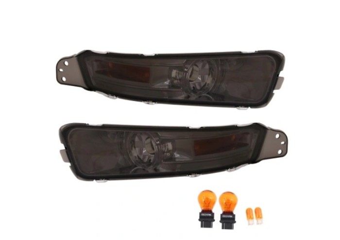 Set lampa semnalizare fata fata FORD MUSTANG, 09.2004-02.2009, partea stanga, P27/7W+WY5W; crom, fumuriu, transparent; TUNING,