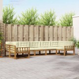 vidaXL Set de canapele de exterior cu pernă 7 pcs Natural și Crem 3368098